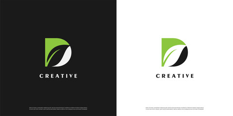 Letter D logo icon leaf design template elements