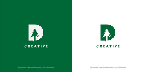 Letter D logo icon tree design template elements