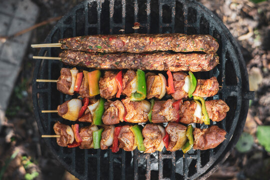 Small grill with different type of meat and adana kebap