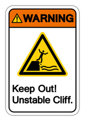 Warning Keep Out Unstable Cliff Symbol Sign, Vector Illustration, Isolate On White Background Label. EPS10