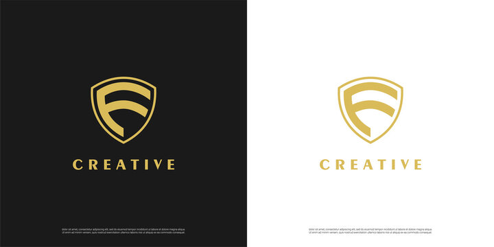 Letter F logo icon shield design template elements
