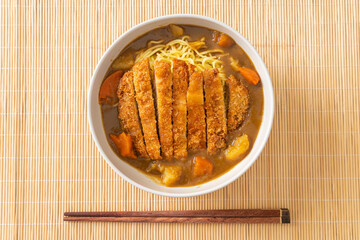 curry ramen noodles with tonkatsu fried pork cutlet