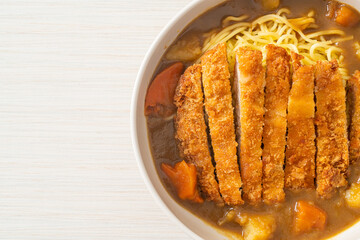 curry ramen noodles with tonkatsu fried pork cutlet