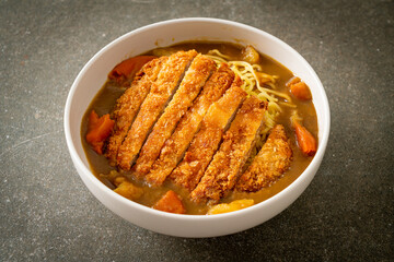 curry ramen noodles with tonkatsu fried pork cutlet