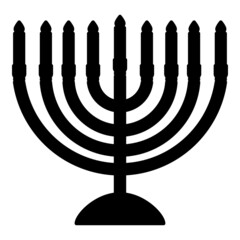 Chanukah menorah Jewish holiday candelabra with candles Israel candle holder icon black color vector illustration flat style image