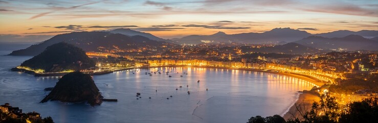 Panorama of San Sebastian in the Basque Country, Spain.