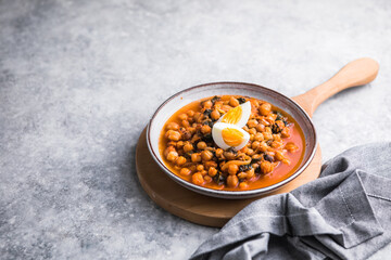 Potaje de vigilia - Chickpea stew with spinach and cod. Typical spanish food for Easter holidays.