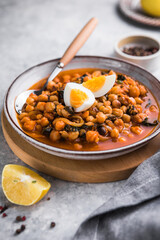 Potaje de vigilia - Chickpea stew with spinach and cod. Typical spanish food for Easter holidays.