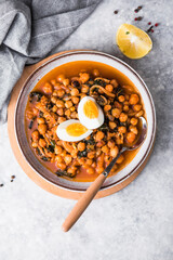 Potaje de vigilia - Chickpea stew with spinach and cod. Typical spanish food for Easter holidays.