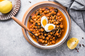 Potaje de vigilia - Chickpea stew with spinach and cod. Typical spanish food for Easter holidays.