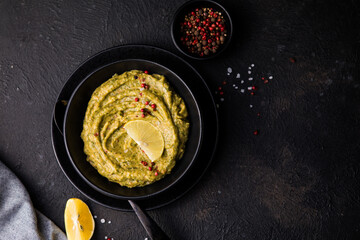 Fresh guacamole.  Home cooking. Healthly food.