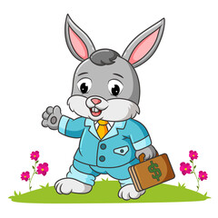 The officer rabbit is holding a bag full of money