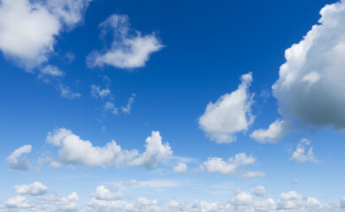 Naklejka na ściany i meble Blue sky background. The photo beautiful blue sky and white clouds.