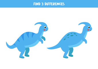 Find three differences between two cute dinosaurs.