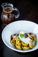 mushroom soup with tortellini and lemongrass