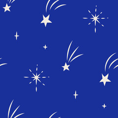 Seamless vector stars pattern. Starry blue background. For fabric, textile, wrapping, cover etc.