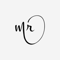 Letter M R Initial handwriting logo vector template.