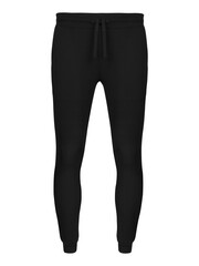 Black jogger pants mockup. Template Sports trousers front view for design. Fitness wear isolated on...