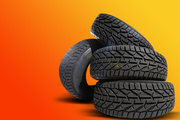 winter tires set isolated. car tire