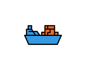 Obraz premium Ship line icon. Vector symbol in trendy flat style on white background. Commerce sing for design.