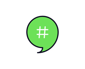 Obraz premium Hashtag flat icon. Thin line signs for design logo, visit card, etc. Single high-quality outline symbol for web design or mobile app. Siign outline pictogram.
