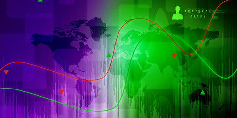 2d rendering Stock market online business concept. business Graph 