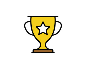 Winning cup flat icon. Thin line signs for design logo, visit card, etc. Single high-quality outline symbol for web design or mobile app. Business outline pictogram.