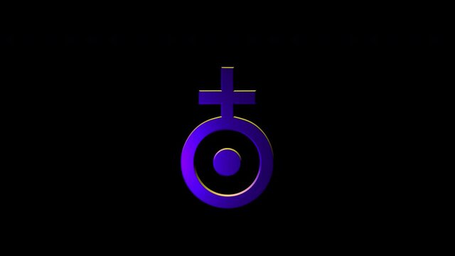 Alchemical Symbol For Regulus of Antimony-2 Ore Icon Animation. Purple text with alpha channel. Esoteric Alchemy symbology
