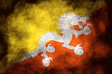 Closeup of grunge Flag of Bhutan 
