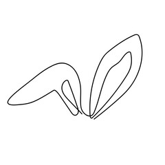 Continuous line drawing of easter rabbit ears, vector minimalistic hand drawn illustration.
