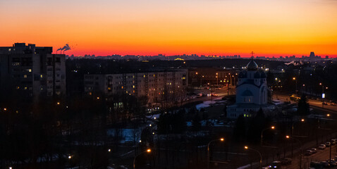Abstract blurred city lights closeup