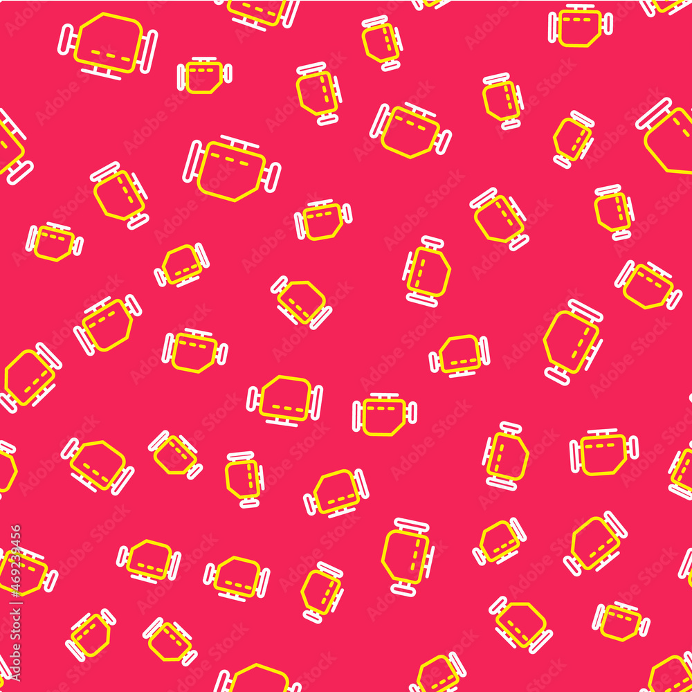 Poster line check engine icon isolated seamless pattern on red background. vector