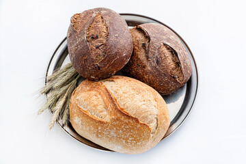 fresh organic bread on the white background