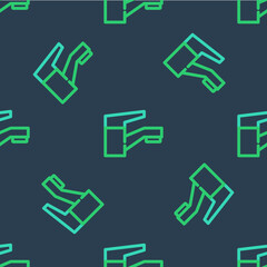 Line Water tap icon isolated seamless pattern on blue background. Vector