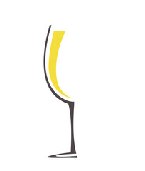 Wineglass with white wine vector