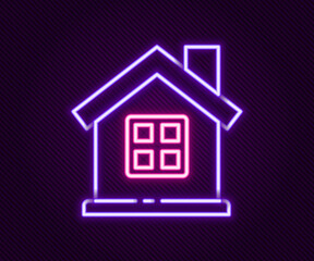 Glowing neon line House icon isolated on black background. Home symbol. Colorful outline concept. Vector