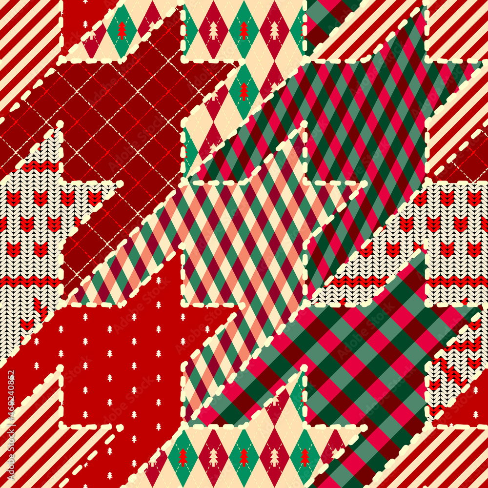 Poster Patchwork textile pattern. Seamless quilting design background.