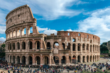 Fototapeta na wymiar Rome Italy, view of Colosseum, one of the most important sights of Rome.