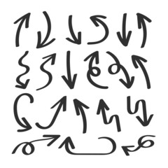 Set of Hand Drawn Style Arrows Isolated on White Background.