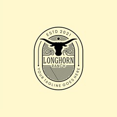Vintage Retro American Buffalo Long Horn Logo Farm Ranch Design Inspiration