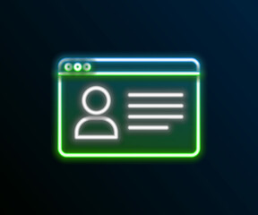 Glowing neon line Online class icon isolated on black background. Online education concept. Colorful outline concept. Vector