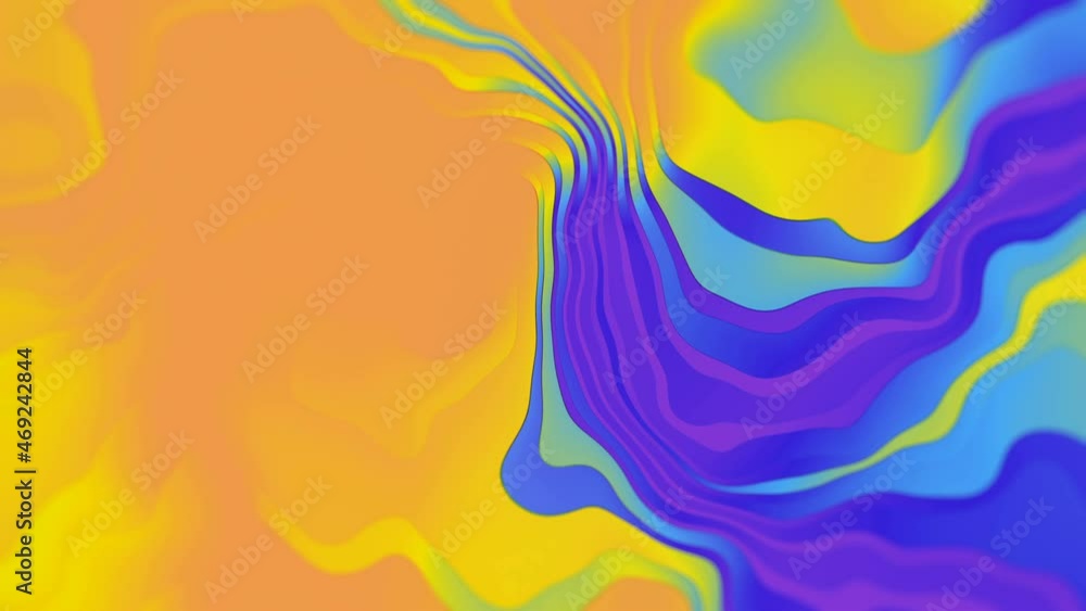 Poster abstract holographic moving wave pattern background. 3d render loop animation 4k