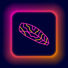 Glowing neon line Fish steak icon isolated on black background. Colorful outline concept. Vector