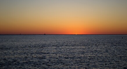 Sunset on the sea. The sun has set over the horizon