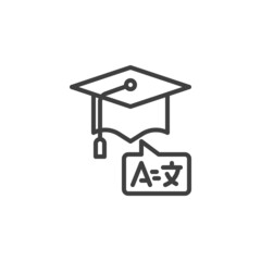 Foreign language academy line icon