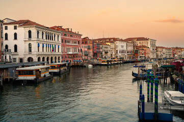 Fototapeta na wymiar Grand Canal during Beautiful Sunrise in Venice, Italy.