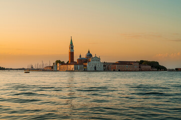Fototapeta na wymiar Church of San Giorgio Maggiore during Beautiful Sunrise in Venice, Italy.