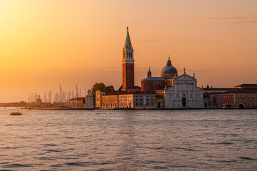 Obraz premium Church of San Giorgio Maggiore during Beautiful Sunrise in Venice, Italy.