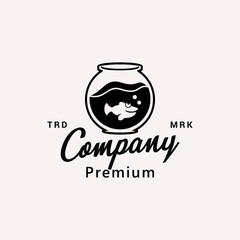 Fish in Bowl Logo Vector Icon Illustration