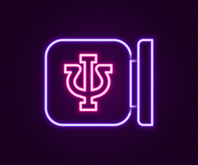 Glowing neon line Psychology icon isolated on black background. Psi symbol. Mental health concept, psychoanalysis analysis and psychotherapy. Colorful outline concept. Vector